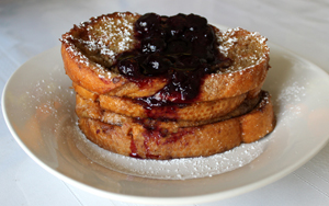 Coffee Infused French Toast with Blueberry Compote