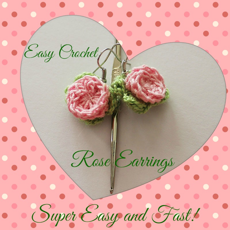 Crochet Easy Rose Earrings-Banner